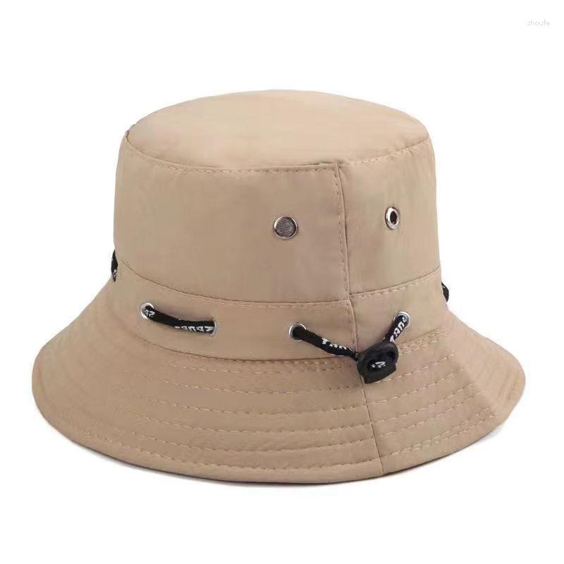 

Berets Double Side Panama Hat Summer Printed Reversible Bucket Sun Street Beach Bob Women Men Outdoor Hip Hop Fisherman Cap, Beige