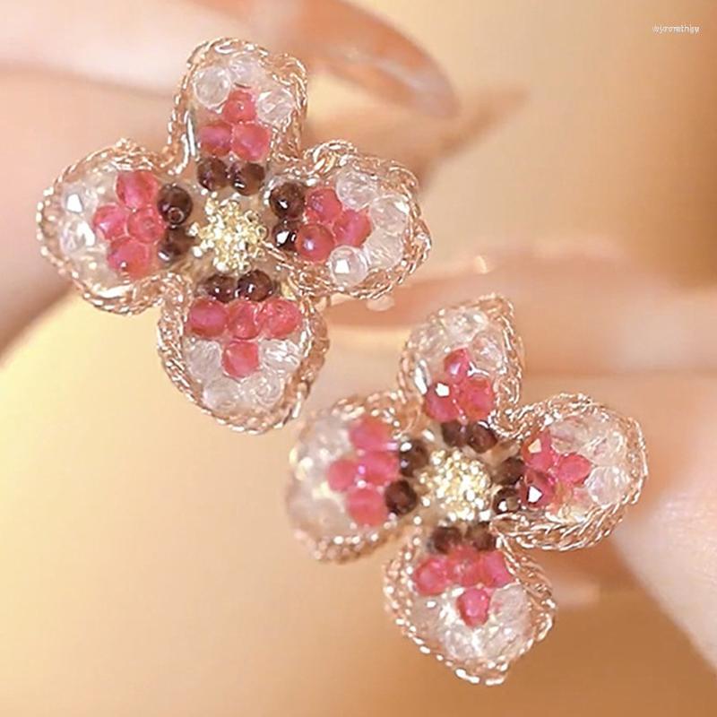 

Stud Earrings Yatay Crystal Shine Flowery 2023 For Women Korean Temperament All-match Romantic Charm Glamour Luxury Jewelry