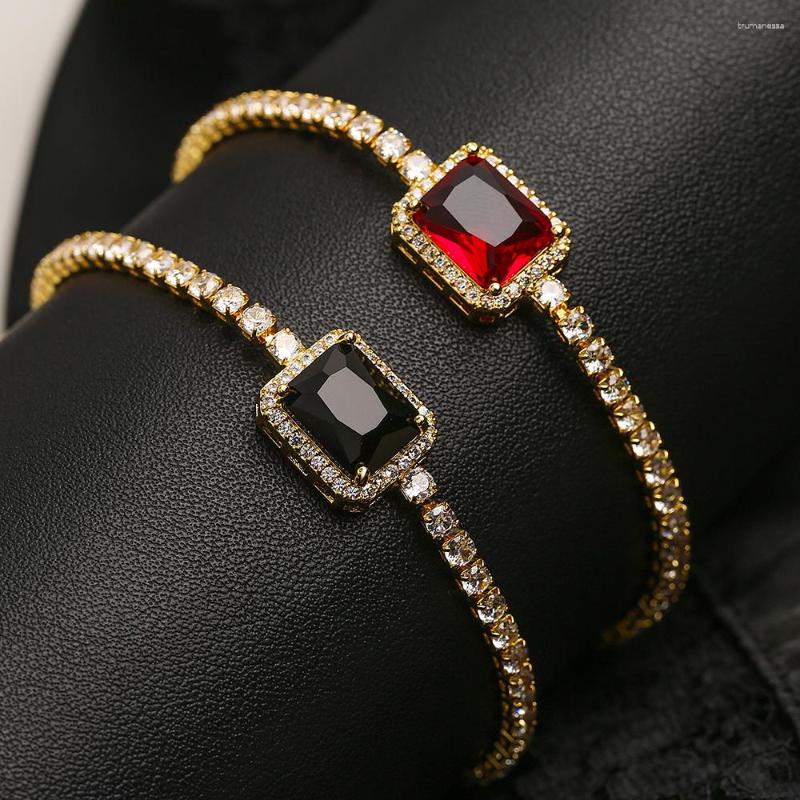

Charm Bracelets Mafisar Trendy Minimalist Red/Black Zircon Geometric Bracelet For Women Delicate Vintage Charming Wrist Jewelry Party Gift