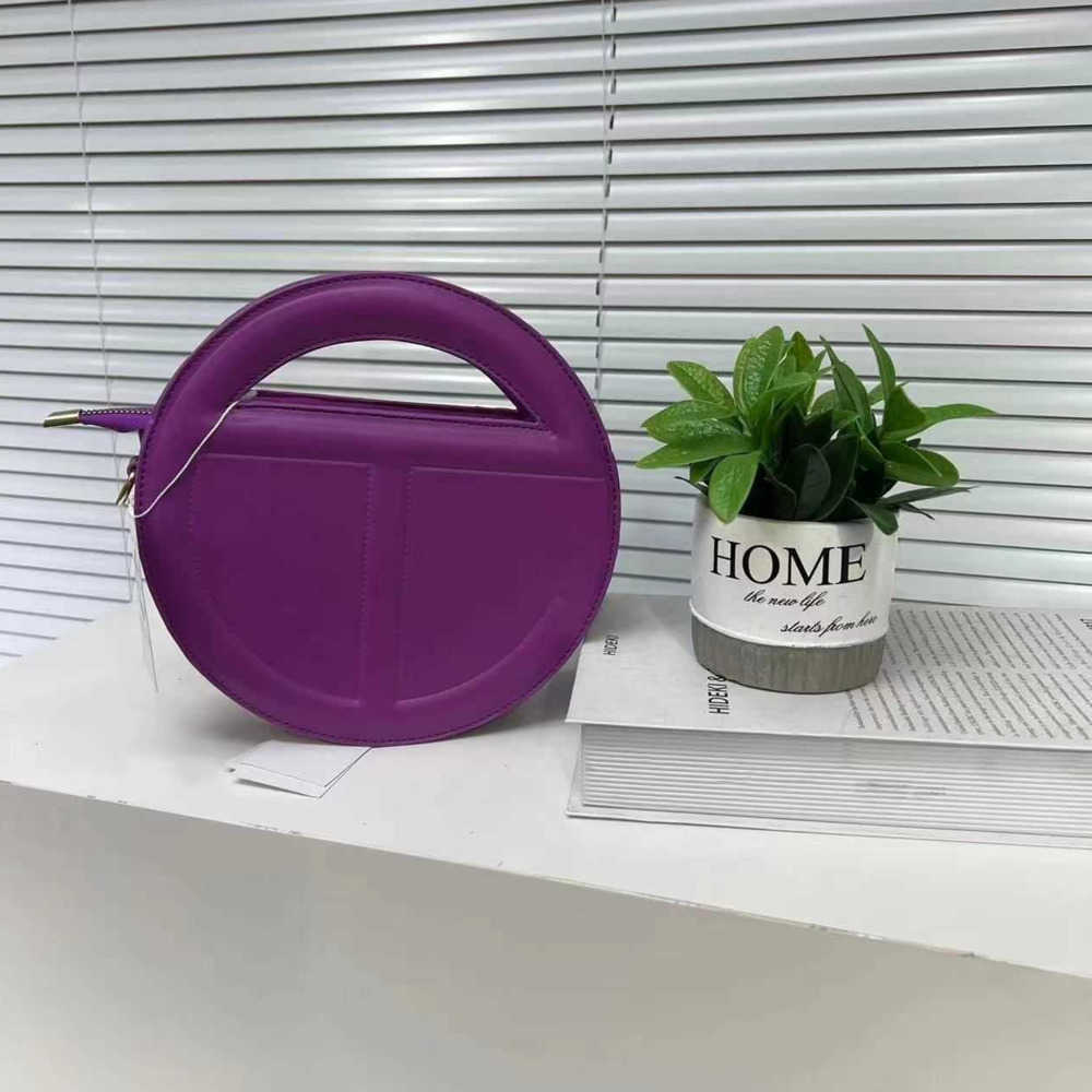 

Telfars Bag Designer Shoulder Handbag Stylish new women's leather Handheld classic monochrome round portable crossbody bags, Orange # size 16x16x7cm