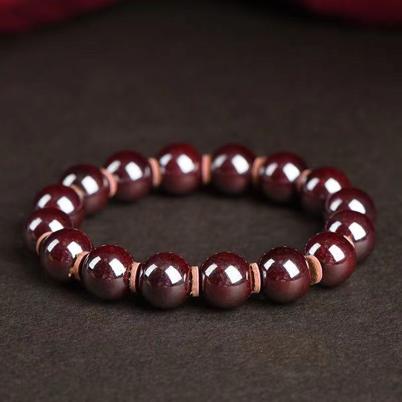 

Little Leaf Red Sandalwood Hand Chain Full of Gold Star High Oil Density Old Material Sandalwood Buddha Beads Wen Playing Bracelet for Men