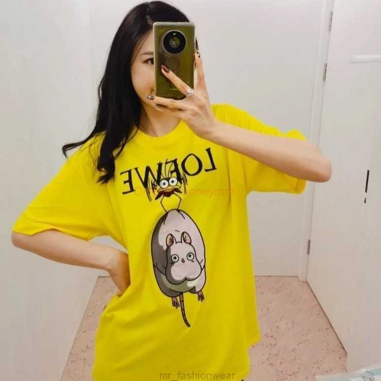 

Designer Fashion Clothing Tees Tshirts Loewe s Moving Castle Embroidered with Pure Cotton for Men and Women Short Sleeve Orange Luxury Casual Streetwear Tops Rock Hi, Sky blue cartoon embroidery