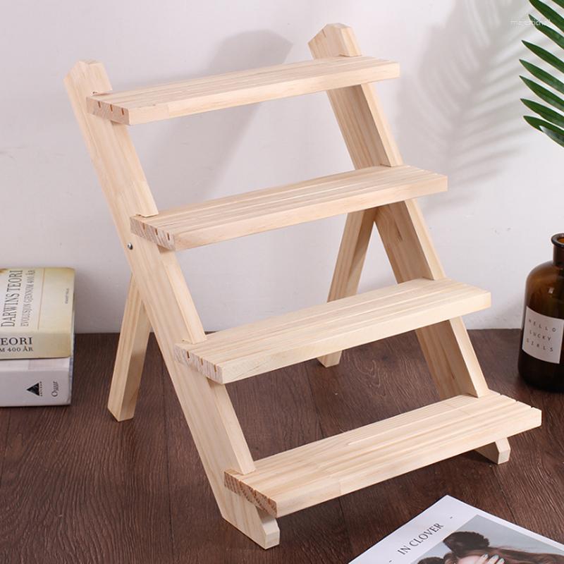 

Jewelry Pouches Detachable Wood 2/3/4 Layer Original Table Bracelet Top Earrings Necklace Ring Display Stand Counter Props Placed