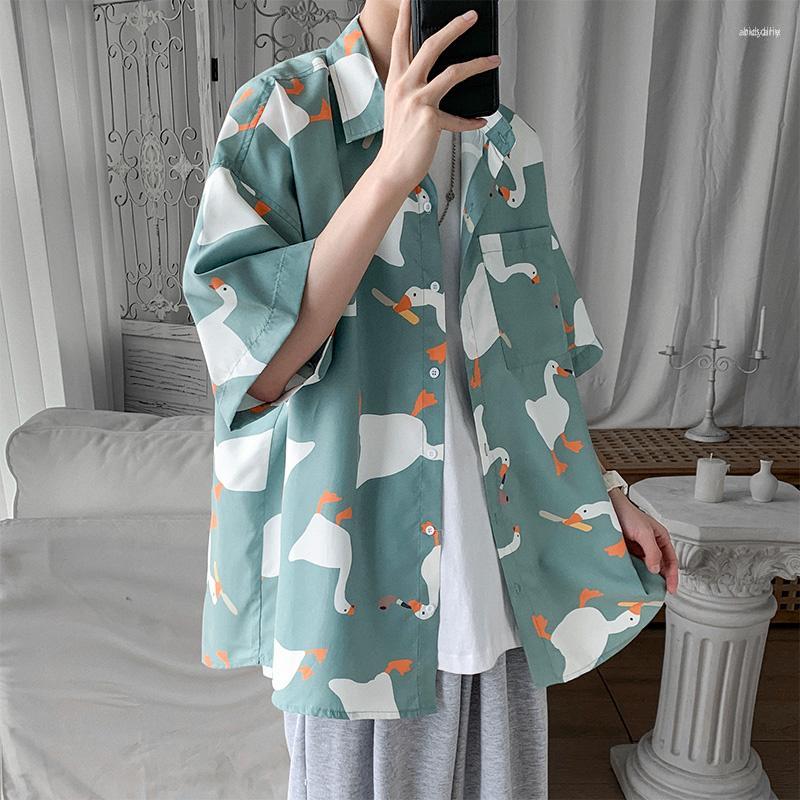 

Women's Blouses Women's Full Printed Short Sleeve Button Up Shirt Camisas Para Mujer Beach Style Vocation Women Couple Summer Korean, Green