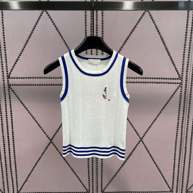 

Summer Designer Tank Top Womens Fashion Flocked Anchor Knitted Sweater Anchor Elements English Logo Combination Collar Collision Color Designers top