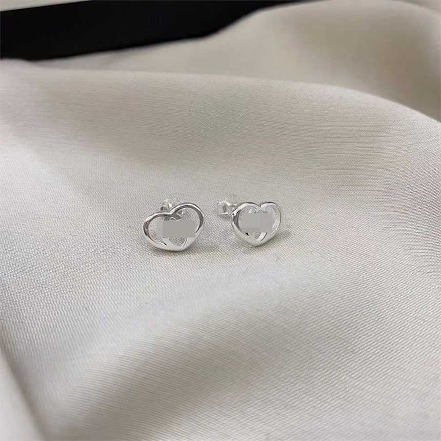 

2023 Gujia s925 sterling silver double interlocking hollow out love G family minimalist trendy earrings gift for girlfriends