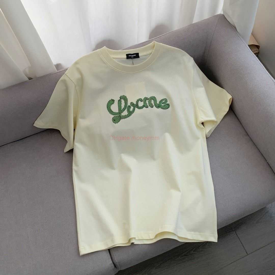 

Designer Fashion Clothing Tees Tshirts Loewe Springsummer Classic 2023ss Fashion Brand Cactus Embroidery Short Sleeve Pure Cotton Round Neck Mens and Womens Tshir, Beige