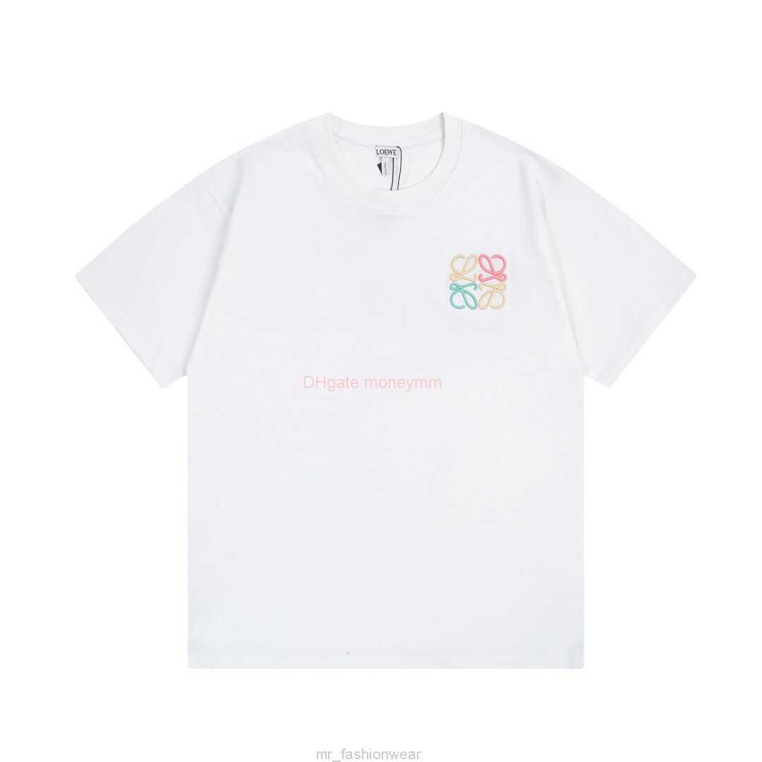 

Designer Fashion Clothing Tees Tshirts Loewe Summer New Unisex Couple Short Sleeve Tshirt High Quality Loose Colored Embroidered Round Neck Casual Luxury Casual St, White