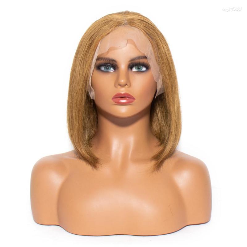 

Highlight Wig Human Hair Bob Wigs Straight 13x4 Lace Front Brazilian Ombre Short #30 Colored, Picture shown
