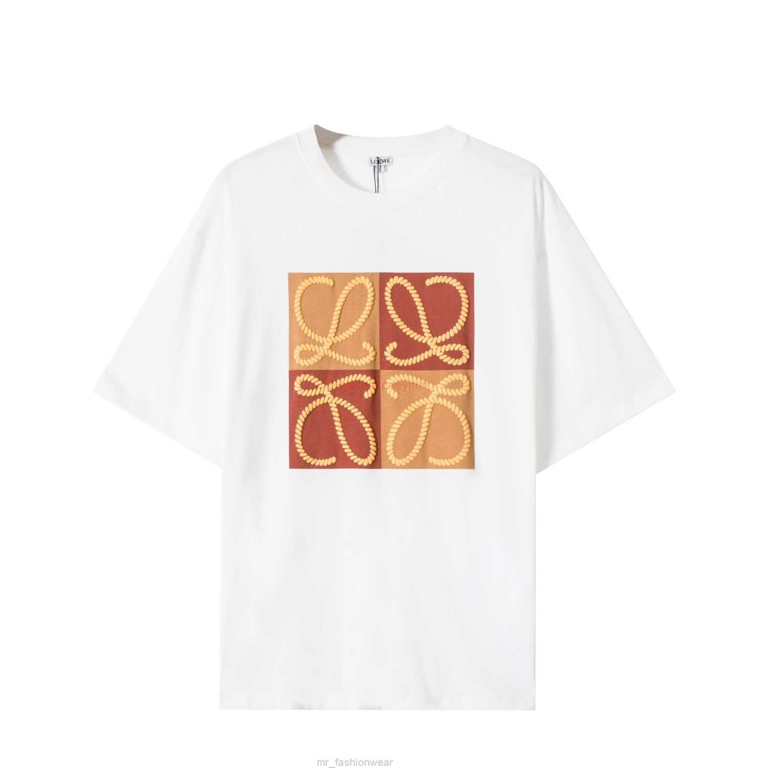 

Designer Fashion Clothing Tees Tshirts Correct Version Loewe 2023ss New Foam Hemp Rope Couple Casual Short Sleeved Tshirt Luxury Casual Streetwear Tops Rock Hip hop, White