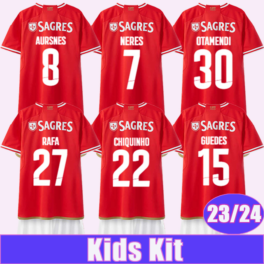 

23  NERES GUEDES Kids Kit Soccer Jerseys RAFA AURSNES CHIQUINHO OTAMENDI G. RAMOS Home Football Shirts, Tz11523 22 23 3rd no socks