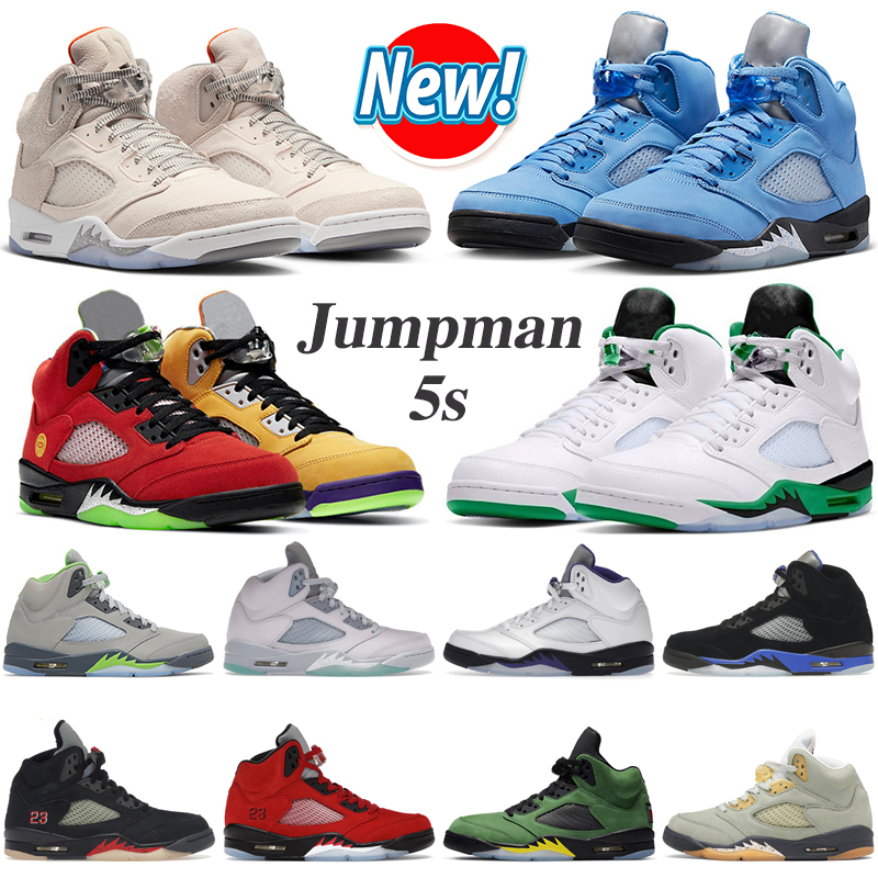 

Jumpman 5 5s Mens Basketball shoes Georgetown Light Orewood Brown Concord Off Noir UNC Bluebird Aqua Michigan Fire Red Luck green Craft men trainers sports sneakers, Red suede