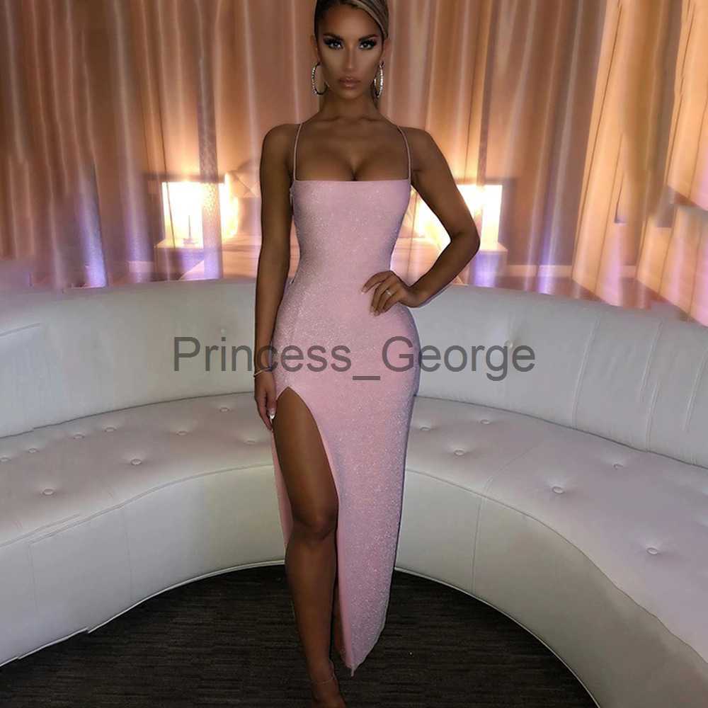 

Casual Dresses Prom Dresses for Women Sexy Off The Shoulder Suspenders Leak Back Square Neck Solid Package Hip Gold Silk Slit Maxi Dress Female x0625, Apricot
