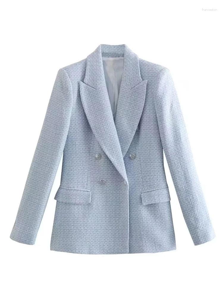 

Women's Suits 2023 Spring And Summer Women's Fashion Tweed Suit Jacket Office Workers Long-sleeved Double-breasted, Picture shown