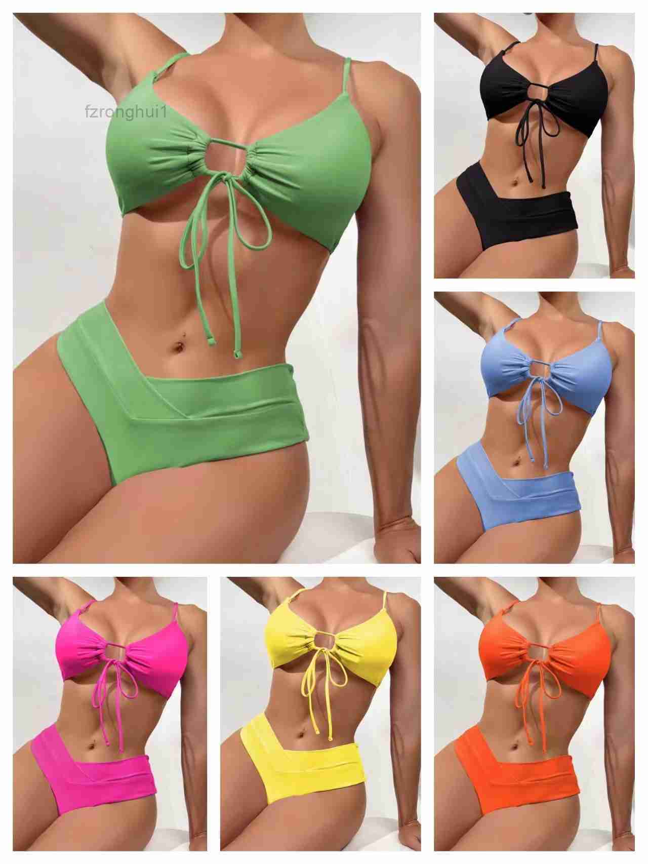 

2023 New Bikini Multi Color designer bathing suit Lace Up Sexy Split Swimwear UBP7