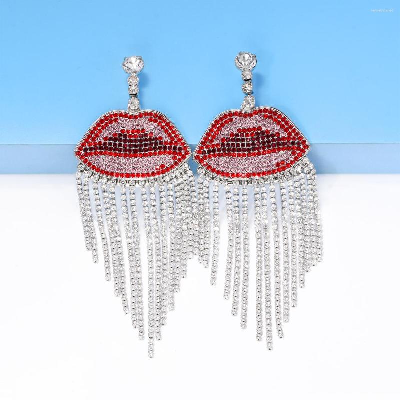 

Dangle Earrings JURAN Fashion Crystal Tassel Drop For Women Statement Rhinestone Sexy Lips Trend Jewelry Gifts