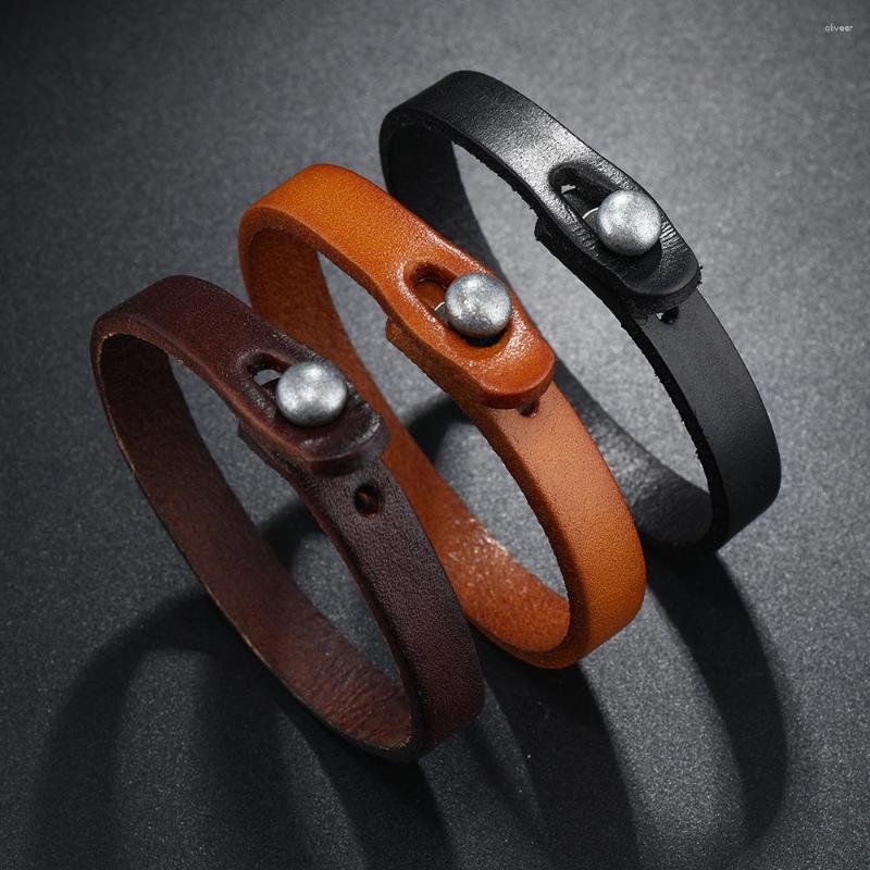 

Charm Bracelets Vintage Punk Leather Bracelet Simple Single Layer Alloy For Men Jewelry