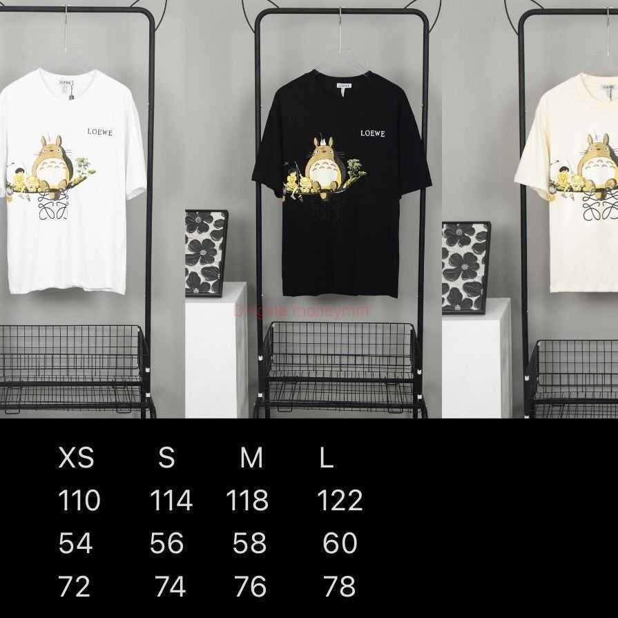 

Designer Fashion Clothing Tees Tshirts Loewe Qianxun Exclusive Series Digital Spray Printed Dragon Cat Figure Round Neck Short Sleeve Tshirt Unisex Luxury 2023, White