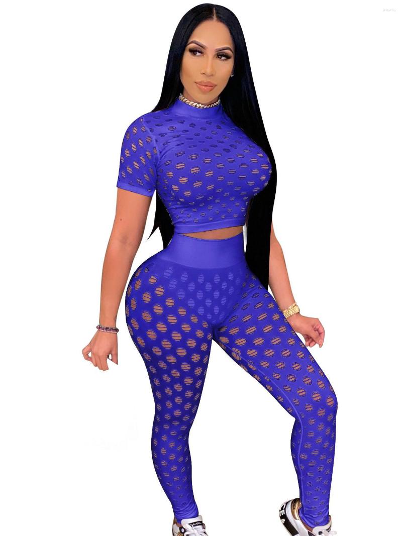 

Women' Two Piece Pants Sexy Hollow Out Party Set Women Evening Clubwear Tops And See Through Birthday Night Club Outfits Bodycon Sets, Black