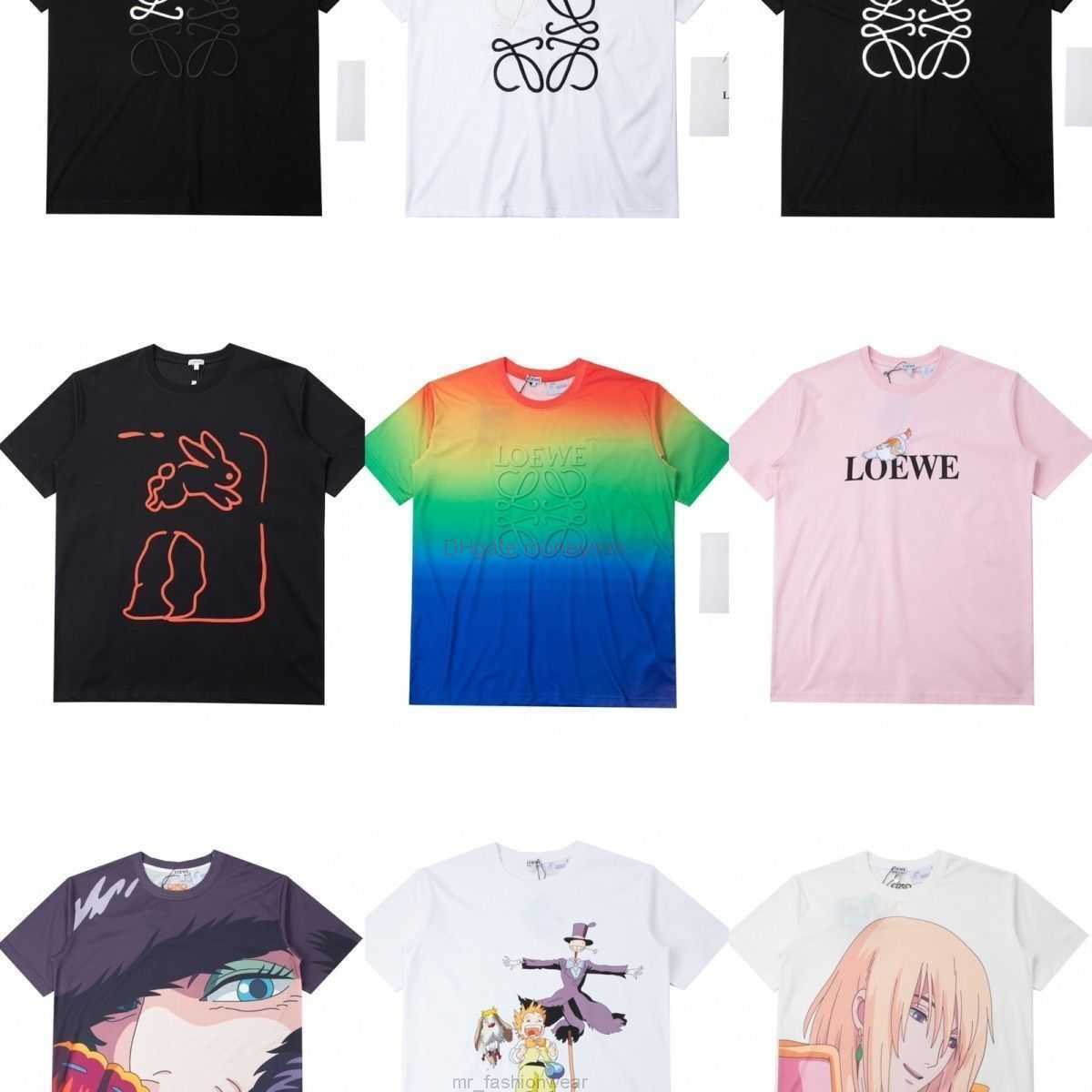 

Designer Fashion Clothing Tees Tshirts Loewe Ceiling Trendy Brand Mens and Womens Couple Summer Pure Cotton Short Sleeve Tshirt with Round Neck Bottom Embroidered C, 901