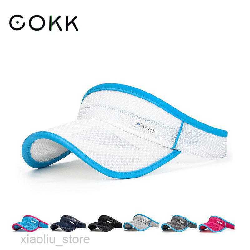 

Wide Brim Hats COKK Summer Hats For Women Men Unisex Mesh Brim Empty Top Hollow Sunscreen Sports Caps Outdoor Tennis Running Sun Hat Visor CapSun block HKD230625, Light grey