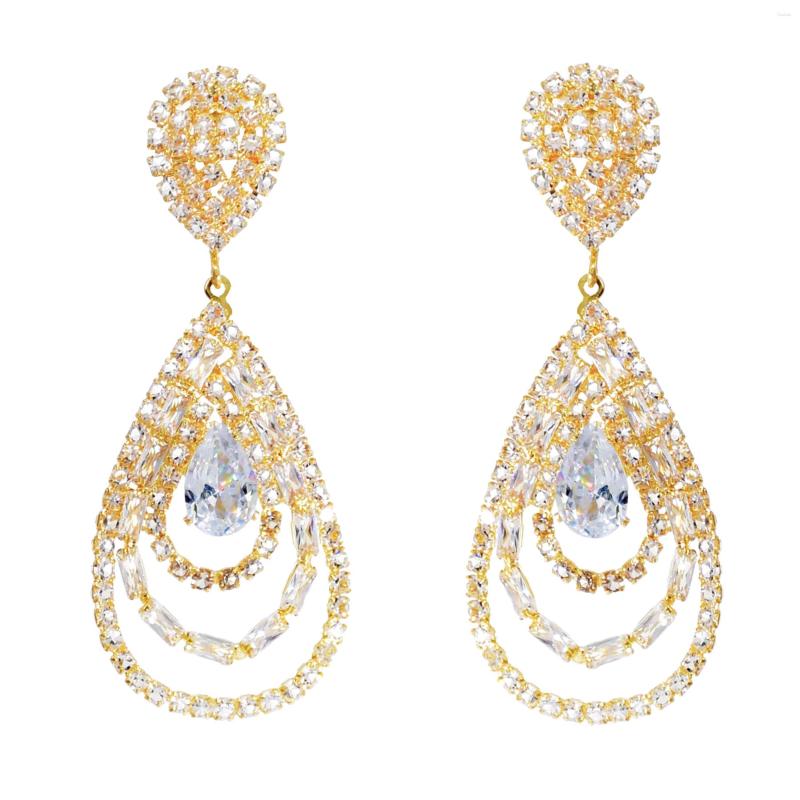

Dangle Earrings Luxury Zircon Bride Wedding Heart Dangles For Women Shiny Crystal Rhinestones Water Drop Korean Fashion Jewelry 2023 Trend