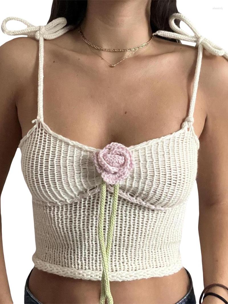 

Women' Tanks Women Y2k Crochet Tank Top Hollow Out Slim Fit Knit Camisole Backless Crop Sexy Low Cut Summer Streetwear, Beige