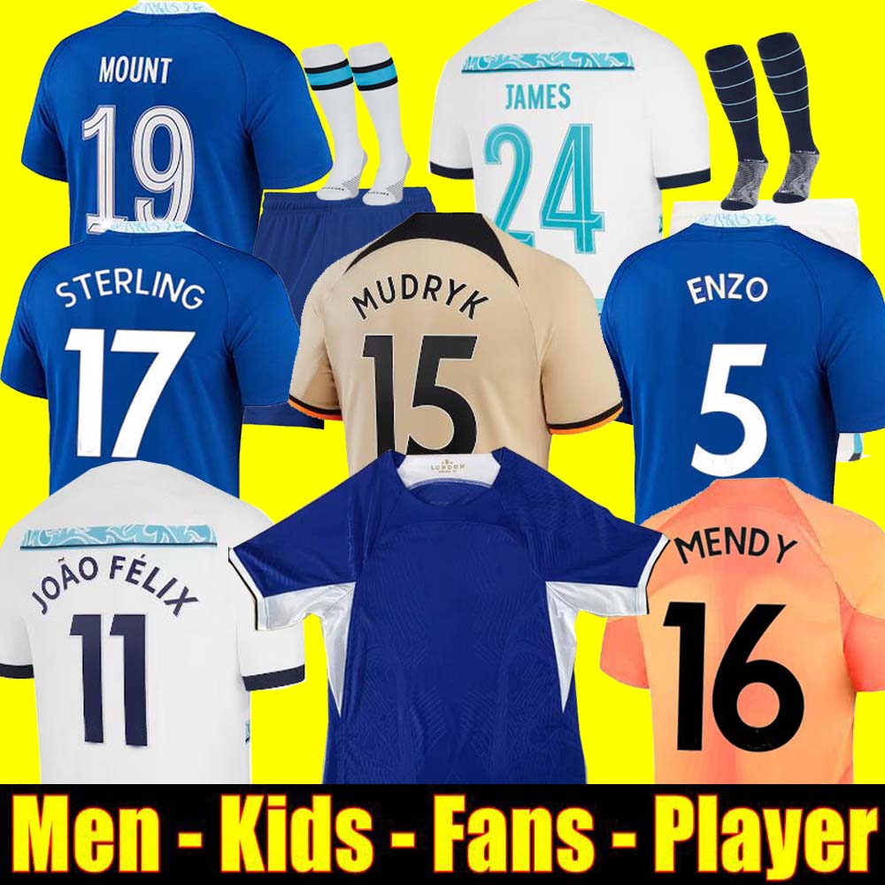 

23 24 CFC Soccer Jersey MOUNT STERLING JAMES 2023 football shirt men kids kits uniform Mendy CUCURELLA JOAO FELIX MUDRYK ENZO Mash UP Black Out, Home adult