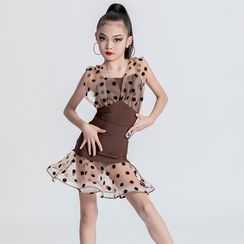 

Stage Wear 2023 Kids Latin Dance Dress For Competition Girls Leopard Cha-cha Tanggo Ballroom Dancing Dresses Sexy Salsa Dancewear, Black
