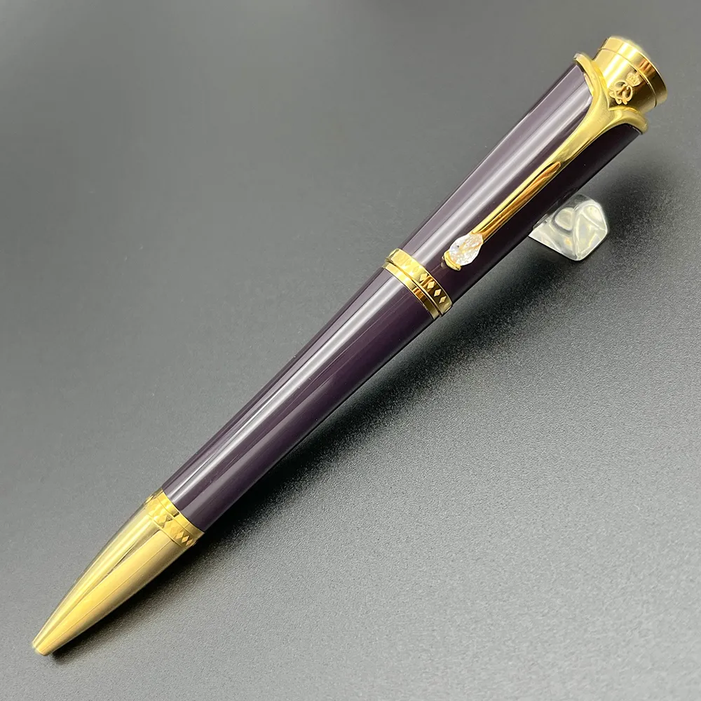 

YAMALANG Luxurys Monaco Princess Grace kelly Purple Rollerball pens Ballpoint pen Diamond Cap With Brands Write office stationery As Madam, As picture show