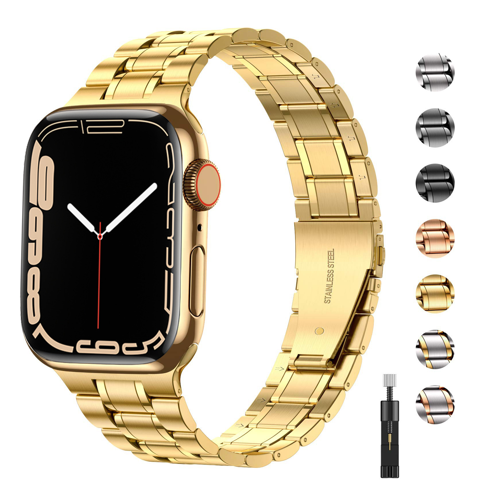 

Suitable for Apple Watch S7 Stainless Steel Watch Bands Fashion Metal Smart iWatch Watch Starp For iPhone 38/40/42/44mm