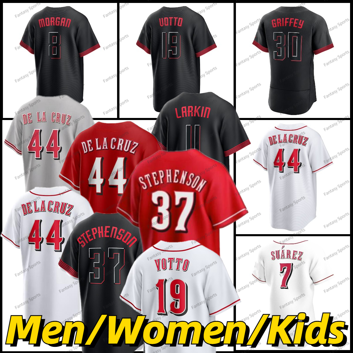 

44 Elly De La Cruz Hunter Greene Jersey Baseball Barry Larkin Joey Votto Tyler Stephenson Morgan Tyler Stephenson Senzel Pete Rose Custom Men Women Kids Youth shirt, Men-white-pullover