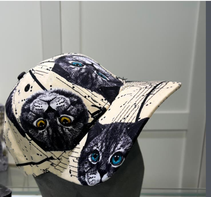 

Designer Baseball Cap for Women and Men 2023 New Casual Ladies Mens Cat Print Sports Letter Sun Caps New Products Sunshade Hat Personality Simple Hat, As pics