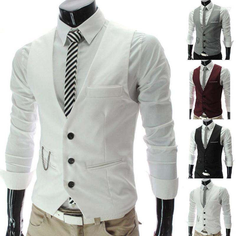 

Men' Vests Men' Formal Arrival Suit Slim For Fits Jacket Sleeveless Mens Vest Casual Dress Men Waistcoat Homme Business 2023 Male, Wine red