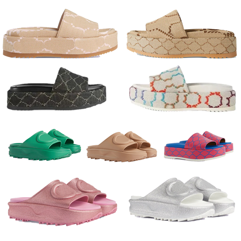 

Designer womens slide sandal interlocking platform sandals canvas mens slippers summer beach rubber slider sandals flat slip-on slipper size 35-45 with box, 12