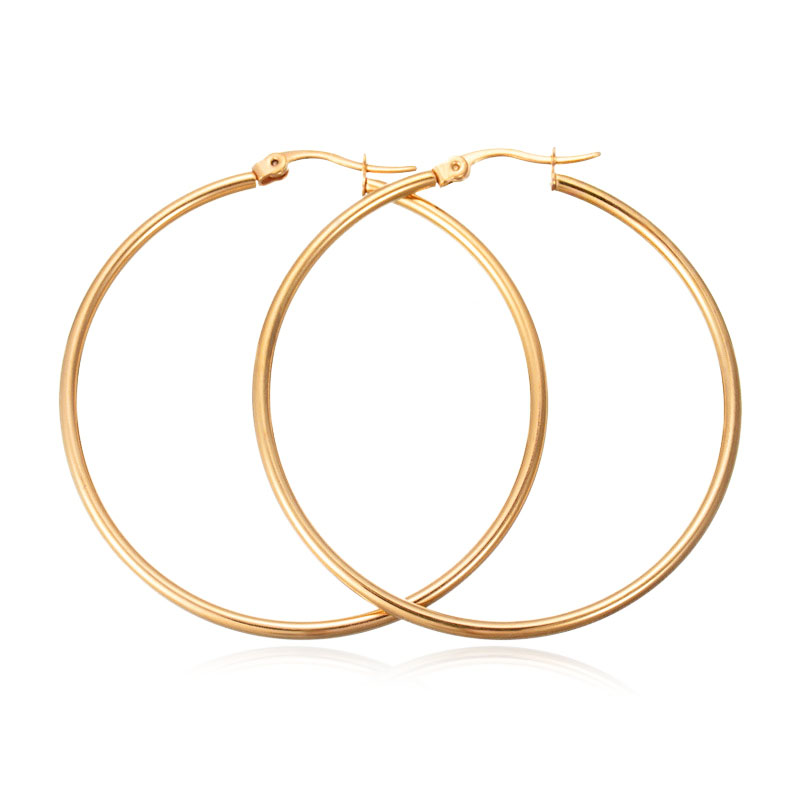 

18K Gold Silver Stainless Steel Hoop Earrings for Women Hip Hop Dangle Large Circle Earring Big Female Ear Jewelry Diameter 1cm 3cm 5cm 6cm Wholesale Price