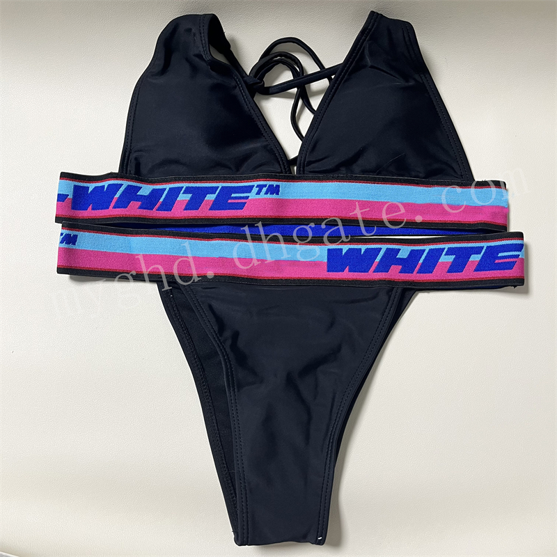 

O-White Women Bikini Set Swimsuit Woven Lace Up Underwear Best Quality With Dust Bag