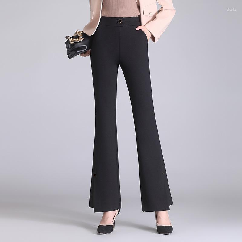 

Women's Pants 2023 Women's Autumn And Winter High End Mid Rise Micro Horn Casual, Black