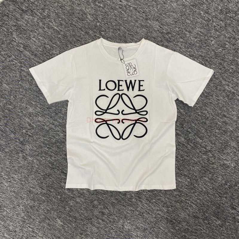 

Designer Fashion Clothing Tees Tshirts High Quality Short Sleeved Mens and Womens Korean Version Round Neck Bottom Shirt Lovers Loewet Tshirt Classic Embroidery La, White