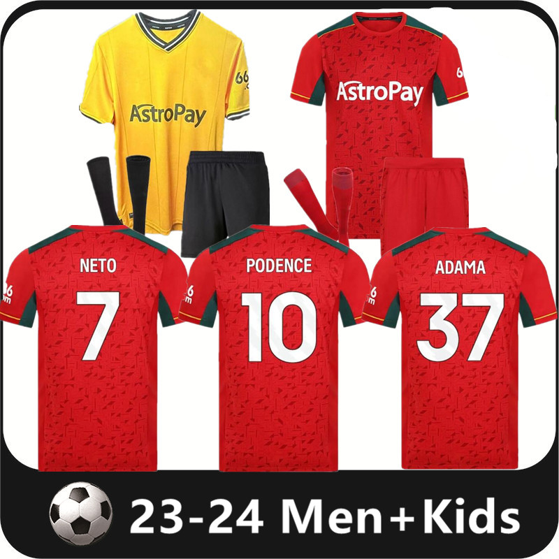 

23 24 SARABIA ADAMA Wolves Soccer Jerseys RAUL MATHEUS NETO NEVES TRAORE 2023 Wanderers PODENCE LEMINA HEE CHAN Wolverhampton Football Shirts Men Kids kit, Away