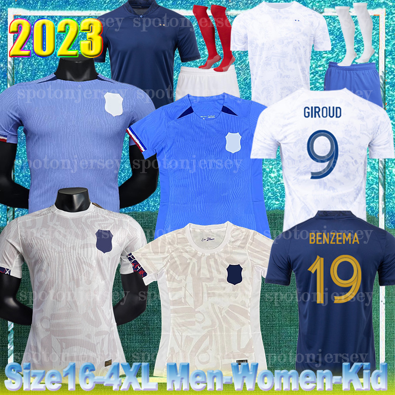 

2023 BENZEMA soccer jersey French KANTE GRIEZMANN POGBA ZIDANE MBAPPE GIROUD Maillot de france football shirt Men kids kit Set world cup jersey, Away kids