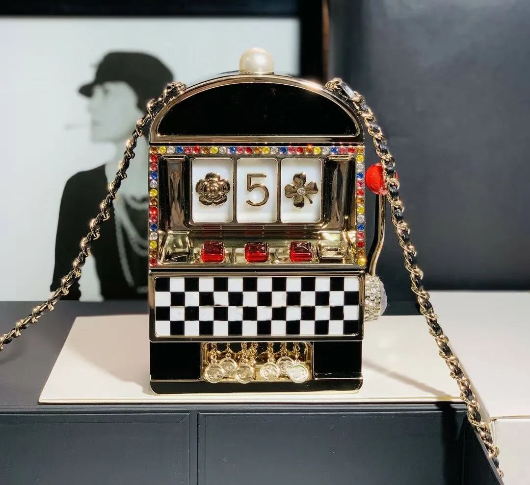 

LUXURY designer coco Minaudiere bag Include Slot Mahine Racking Helmet bag Bauble woman crossbody fashion bags mini coin purse pouch CC chai, Black