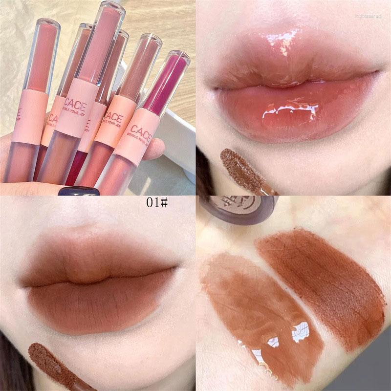 

Lip Gloss Double Head Cute Sexy Red Makeup Mud Mirror Water Glaze Matte Lipstick Korean Cosmetic Wholesale, C05