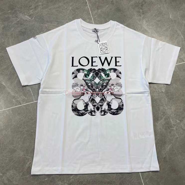 

Designer Fashion Clothing Tees Tshirts Loewe 2023 Tshirt Round Neck Mens High Edition Short Sleeve Summer New Fashion Brand Short Sleeve 260g Cotton Handsome Luxury, White