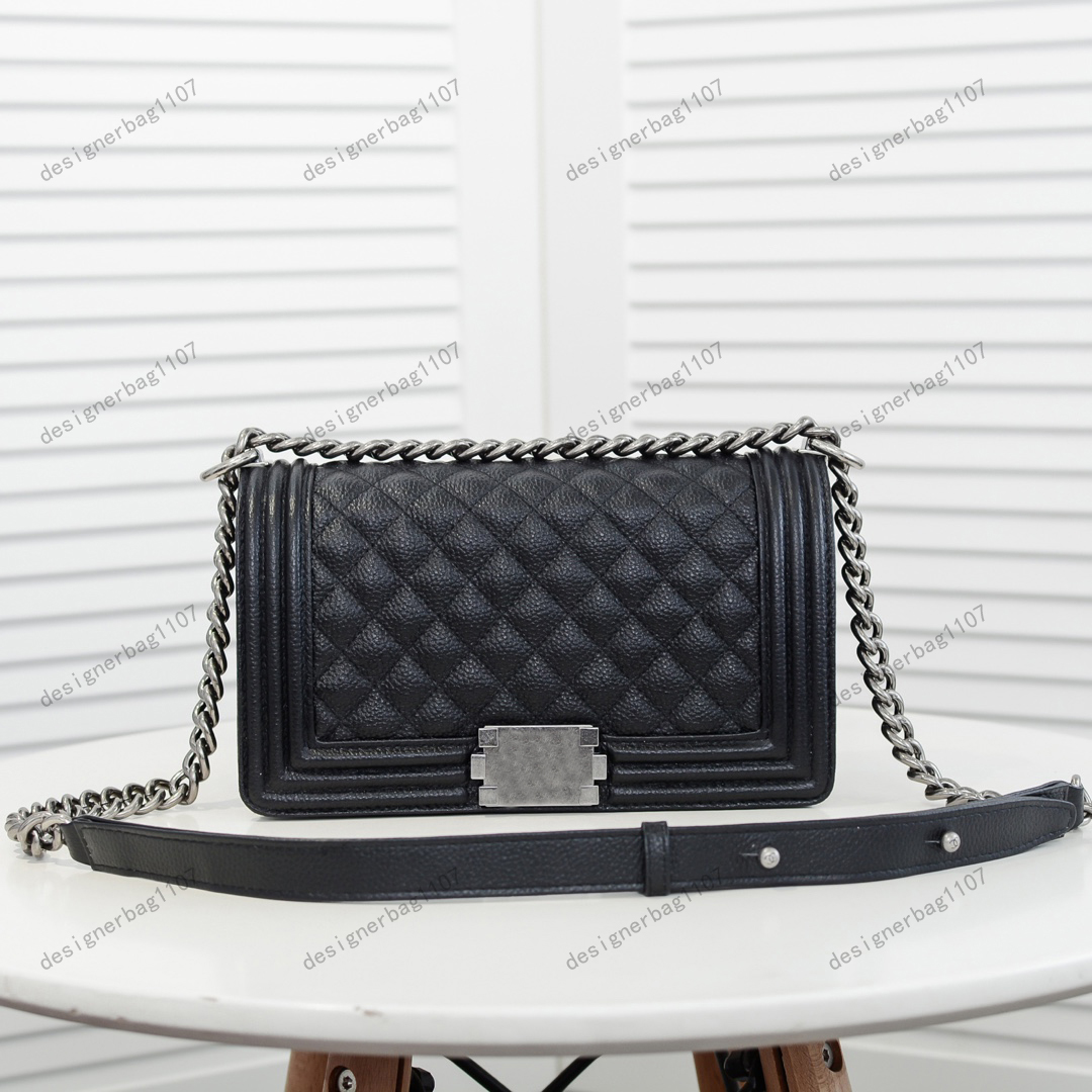 

Designer bag Designer Flap Bag 25CM quality Luxury Handbag Genuine Leather Chain Bag Silver Hardware Chain Strap Crossbody Shoulder Womens Designer, Color 11
