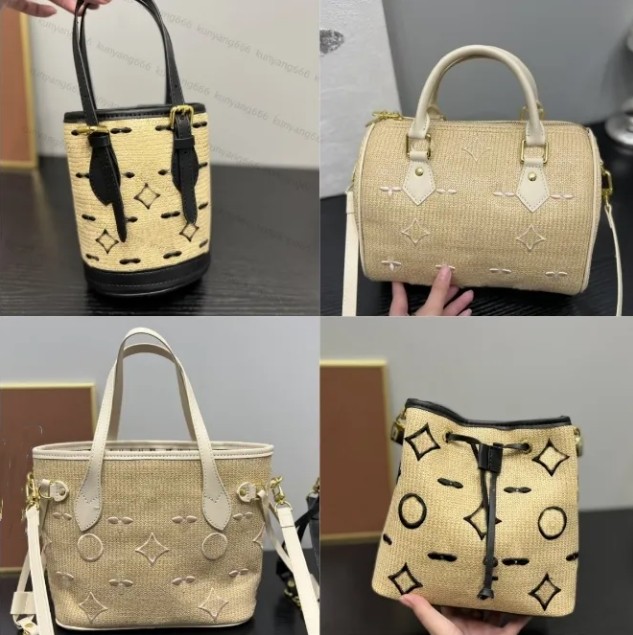 

Fashion Bags straw bag designer crossbody bag adjustable belt luxury handbag the tote bag Embroidery flowers shouder bags summer women bucket purse versatile