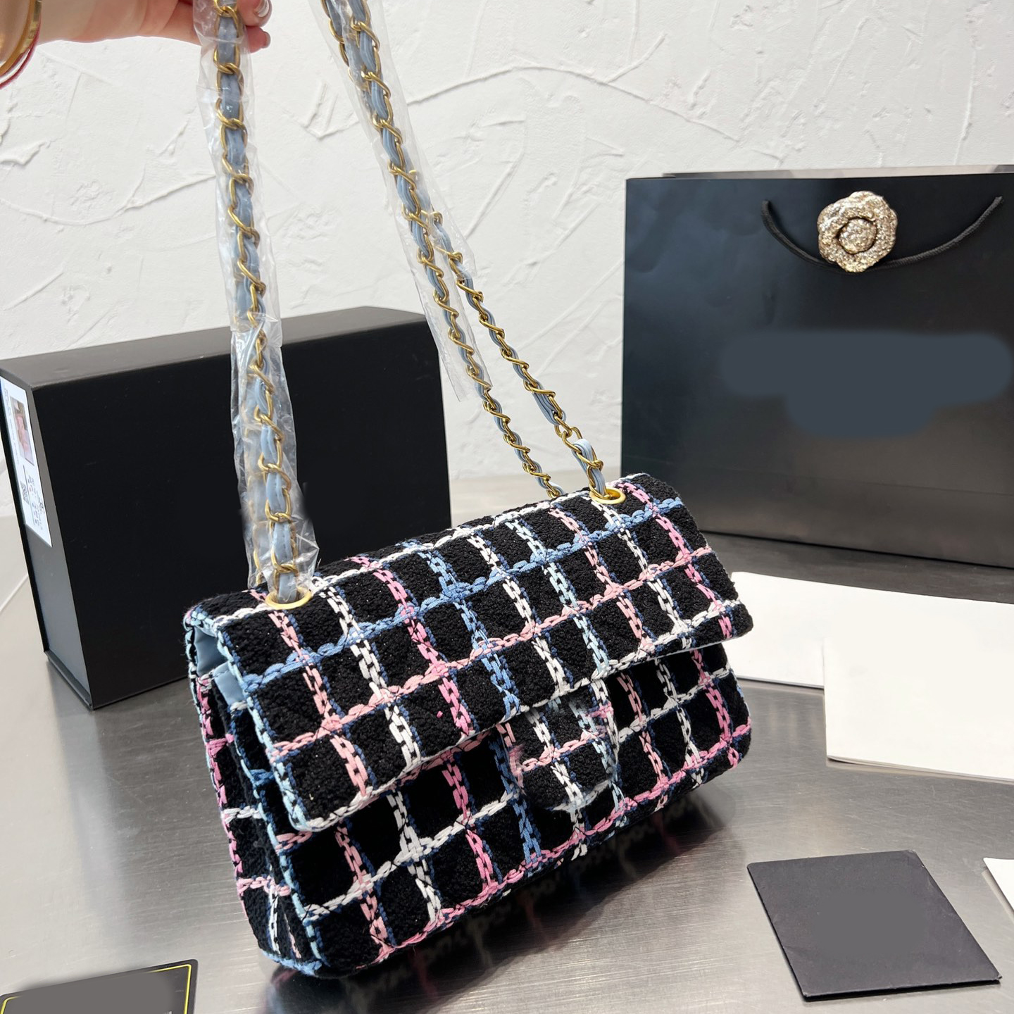 

Flap Chains Corduroy Bags Fashion Shoulder Designer Brand Bag Totes Crossbody Luxury Handbags High Quality Bag Women Letter Purse Phone Wallet Plain, Box