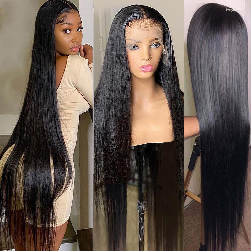 

30Inch Bone Straight 13x4 Transparent Lace Front Human Hair Wigs Brazilian 180 Density 4x4 Closure Frontal Wig Pre Plucked, Picture shown