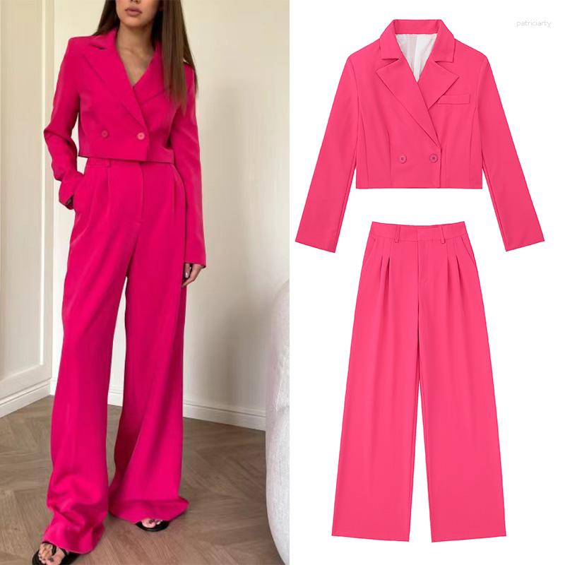 

Women's Two Piece Pants Women Suit Set Fashion Blouse And With A Belt Design Female Trousers Ladies, Rose