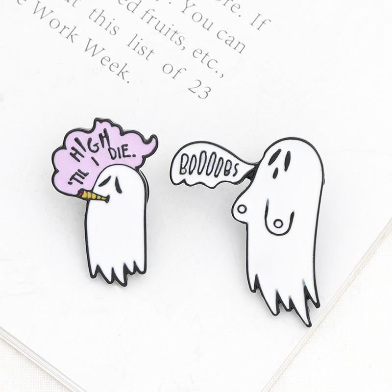 

Brooches Pins and Clips for Dress Shirt Collar Men Women Ghost Halloween's Day Fashion Enamel Metal Jewelry Birthday Gift Wholesale